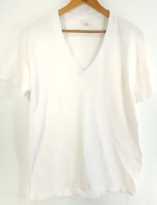 Vintage Hanes V-Neck T-Shirt Men's XL 46-48 White Pink USA Distressed • $13.68