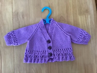 £1.99 • Buy Lilac Hand Knitted Baby Cardigan - New - 0 To 3 Months