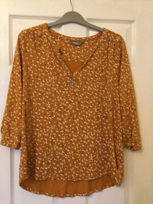 £2 • Buy Ladies Mustard Floral Shirt Top Size 18  Nutmeg