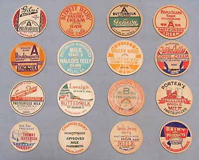 Lot Of 16 Vintage Milk Dairy Bottle Caps All Different Lot C • $4.98