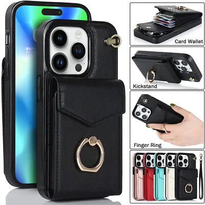 $8.79 • Buy Leather Wallet Card Slots Ring Kickstand Case Cover For IPhone 11 12 13 14 7 8 X