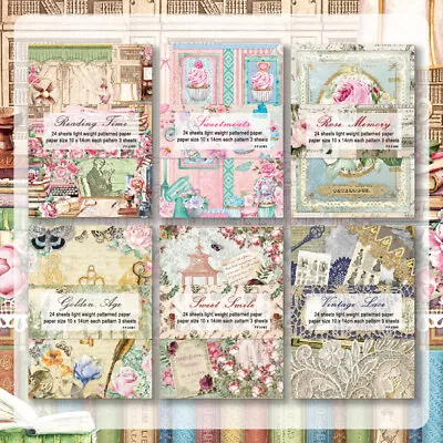 24PCS Floral Pattern Paper Pads Scrapbooking DIY Craft Album Journal Cardstock • £3.74