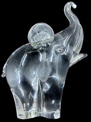 Vintage V. Nason Murano Glass Elephant Clear Art Glass Sculpture 6  With Label • $29.95