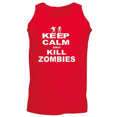 Keep Calm And Kill Zombies Funny Gift Novelty Tank Top Training Sleeveless Vest • £9.75