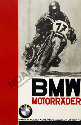 BMW Motor Rader Vintage Motorcycle Ad Poster 12x18 • $7.95