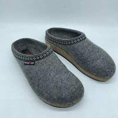 HAFLINGER Wool Felt Clogs Gray Size EU 39 US 7 Ladies Women's Slides EUC • £34.20