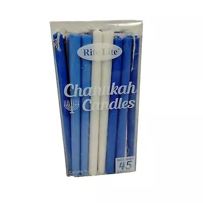 Rite Lite Chanukah Candles 45 Pieces Blue And White Fits Most Menorahs Hanukkah • $9.86