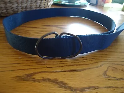 NWOT Dark Blue Woven Belt With Double D Ring Buckle Sz 36 1.5  Wide • $2.99