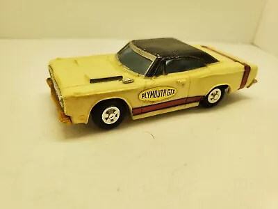 IDEAL MINI MOTORIFIC  Plymouth GTX Slot Car White Black Roof Complete? • $19