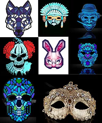 £9.59 • Buy Venetian Jester Mask Full/Half Face Bell Joker Masquerade /LED Sound Reactive