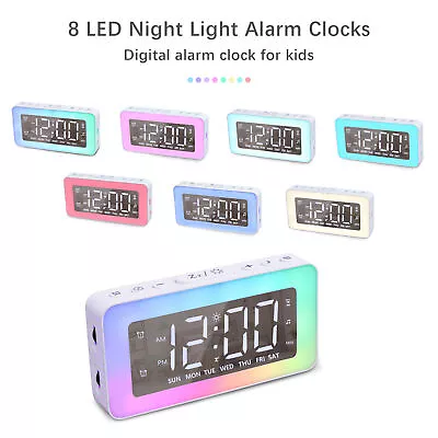 Bedside Alarm Clock Radio LED Digital Clock With Antenna Dual USB For Kids AU • $35.85