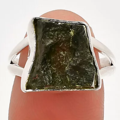 Genuine Czech Moldavite 925 Sterling Silver Ring S.8 Jewelry R-1002 • $14.99