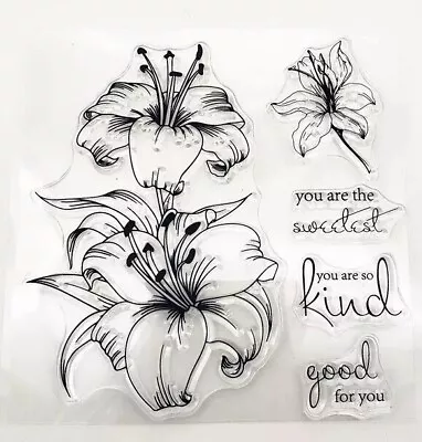 BHS Magnolia Lily Lilies Or Sunflower Kind Sweetest Just For You Clear Stamp • £3.65