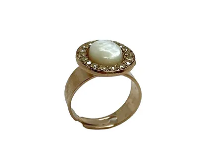 Ring By Mariana Caribbean Life Coll. Pearl Mineral And Golden Swarovski Crystals • $60