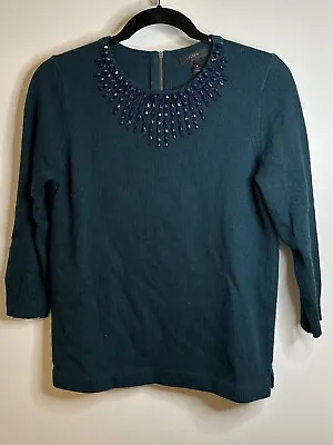 J Crew Women’s Small Jeweled Starburst Sweater 2013 Wool Blend Green • $26