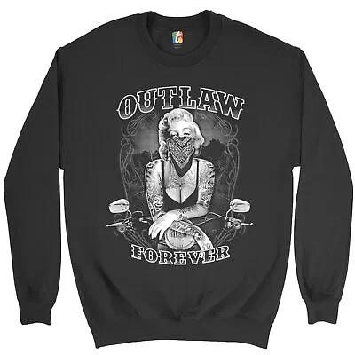 Marilyn Monroe Outlaw Forever Sweatshirt Biker Live To Ride Motorcycle Crewneck • $32.95