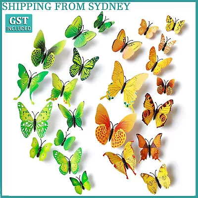 24X 3D Butterfly Wall Removable Stickers Decals Kids Art Nursery Decor MagnetsAU • $5.75