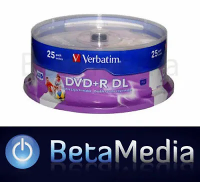 25 X VERBATIM Blank DVD+R DL 8X Dual Layer 8.5GB Full Hub Printable Blank DVD • $79.95