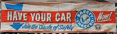 Vtg Automotive Advertising Banner Sign Highway Safety Auto Industries 1960 • $385