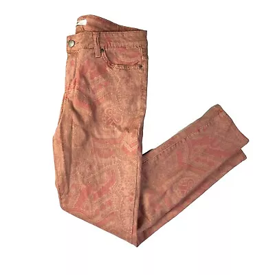ELSE Mauve Pink Brown Paisley Floral Print Skinny Jeans Womens Size 29  • $14
