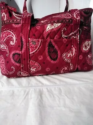 Vera Bradley Red Paisley Shoulder Hand Bag 16  X 10.5  X 4  • $27.99
