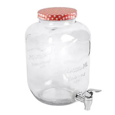 5L Glass Drink Dispenser Tap Summer Home Outdoor Picnic BBQ Cocktail Party • £16.49