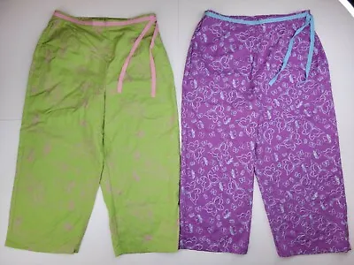 Karen Scott Sport Capri Pants Scrubs Womens Size 10 Martini Wine Glass Butterfly • $13.19