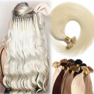 Icy/White 150G Remy U Nail Tip Human Hair Extensions Pre Bonded Keratin THICK UK • £26.98