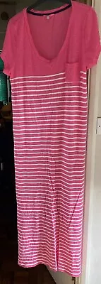 Ladies Joules Shona Long Maxi Dress T-Shirt Red  & White Stretch Size 18 • £15