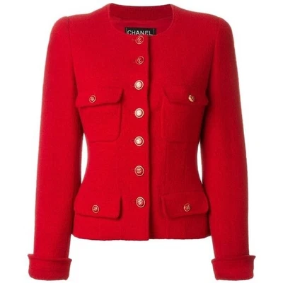 $2500 • Buy Chanel Vintage BOUTIQUE  CC LOGO BUTTON JACKET BLAZER FR44 US12