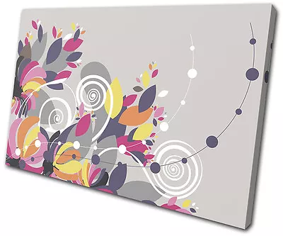 Abstract Floral Swirls Vector  SINGLE CANVAS WALL ART Picture Print VA • $64.99