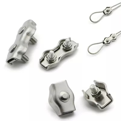 £1.98 • Buy 2mm 3mm 4mm 5mm 6mm 8mm 10mm Steel Wire Rope Clamp Simplex Duplex Rope Cable