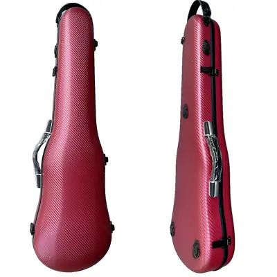 Red Violin Case 4/4 Strong Carbon Fiber Hard Shell With 2 Bow Holder Back Straps • $139.12