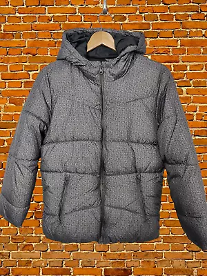 Boys Zara Age 13-14 Years Grey Puffer Jacket Coat Padded Hood Winter Kids 164cm • £11.99