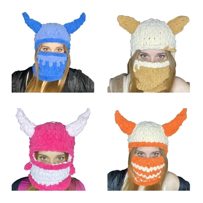 £15.62 • Buy Novelty Devil Horn Hat Knit Balaclava Beanie Hat Women Outdoor Skiing Hiking Hat
