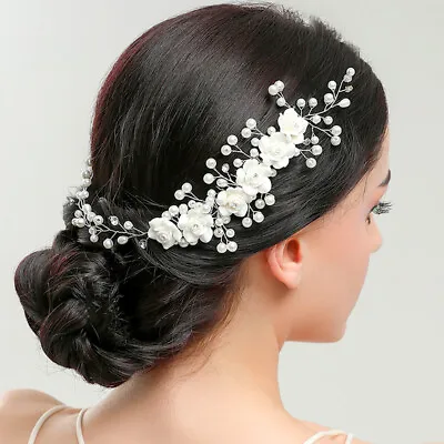 Flower Wedding Bridal Hair Accessories Comb Clips Piece Crystal Diamante Pearls • $7.25