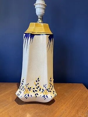 £30 • Buy Vintage Large French Table Lamp Hand Painted Floral Ceramic Lamp Crackle Glaze