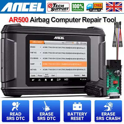 ANCEL Car Battery & Airbag Module Repair SRS Unit Crash Code Clear OBD2 Scanner • £779.99