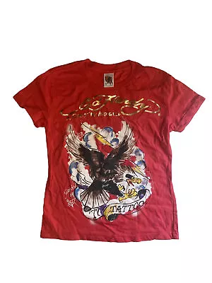 RARE Ed Hardy Kids Red Eagle Tattoo Short Sleeve T-Shirt Size 3/4 - Made In USA • £11.87