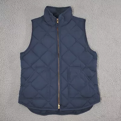 J.Crew Quilted Puffer Vest Womens  Medium Navy Blue Full Zip Casual Pockets • $18.88