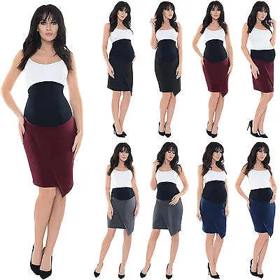 Purpless Maternity Pregnancy Workwear Formal Asymmetric Skirt Skirts1508 • £7.98