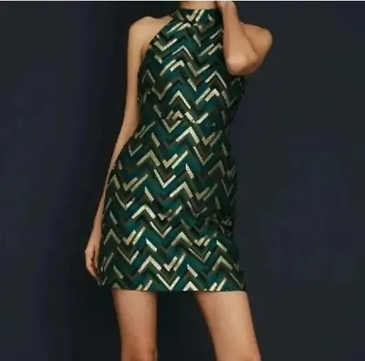 Oasis Patterned Jacquard Halter Aline Dress- Size 8 RRP £89 • £19.99