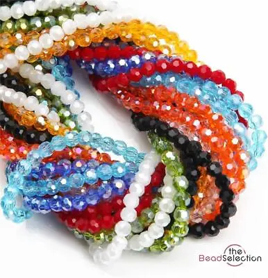 FACETED ROUND CRYSTAL GLASS BEADS 4mm 6mm 8mm COLOUR CHOICE • £2.89