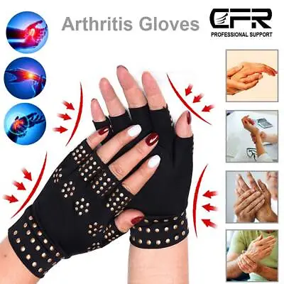 Magnetic Copper Arthritis Compression Gloves Hand Support Joint Pain Relief US • $12.30