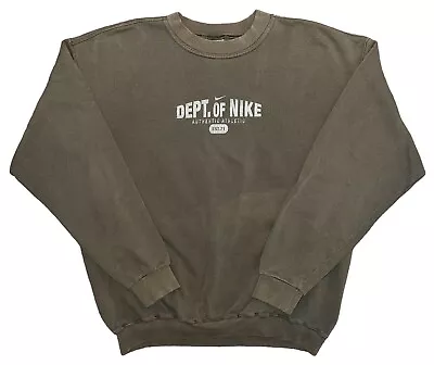 Vtg 90s Nike Spell Out Swoosh USA Brown Earth Tone Crewneck Sweatshirt Large • $99.95