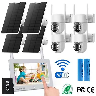 CAMCAMP 4MP Solar Security Camera System Wireless Wifi 7'' Battery Monitor 4CH • £299.99