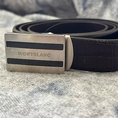 Montblanc Cordovan Croc Print Leather Belt Pin Buckle Size 34 EUC Free Shipping • $58.49