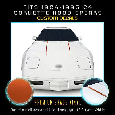 For 1984-1996 C4 Corvette Hood Spears Stripes Vinyl Decals - Satin Matte Chrome • $18.55