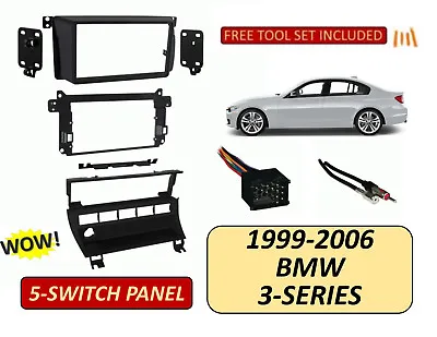 BMW 99-06 3-Series E46 Double Din Car Stereo Install Dash Kit5 Switch Panel • $69.99