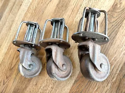 Vintage Set Of 3 Antique Casters Or Cart Wheels • $5.95